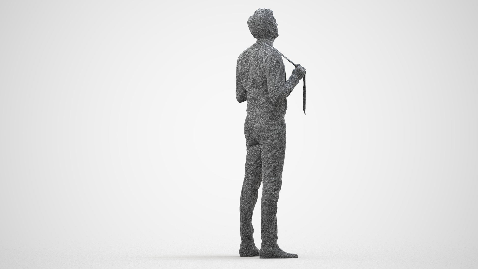 realistic 3D people man business mix, render-ready for V-Ray and Corona, FBX OBJ, wireframe side view
