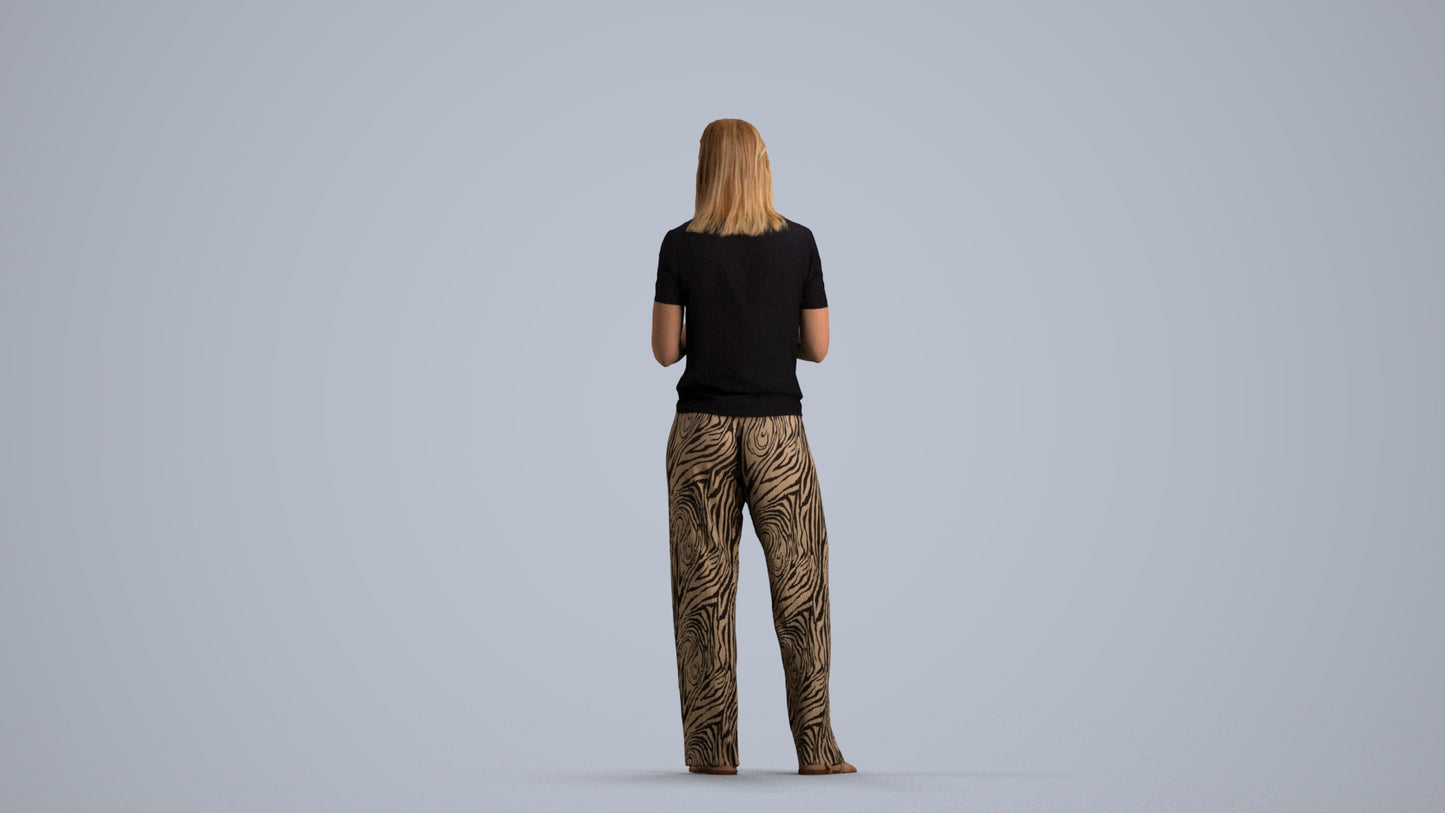 3D people model woman casual standing, scanned human for 3ds Max rendering, front view render