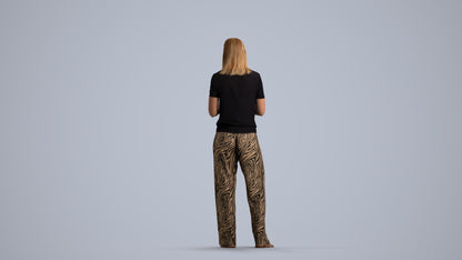 3D people model woman casual standing, scanned human for 3ds Max rendering, front view render