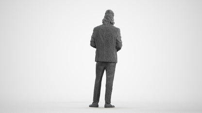 photogrammetry 3D man formal formalaffairs, realistic human model archviz FBX, wireframe front view