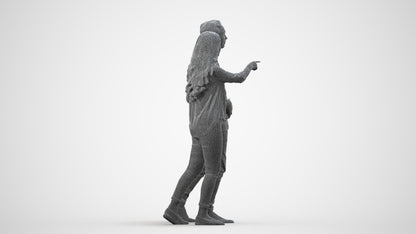 realistic 3D woman casual couple, scanned archviz people for Blender and 3ds Max, wireframe side view