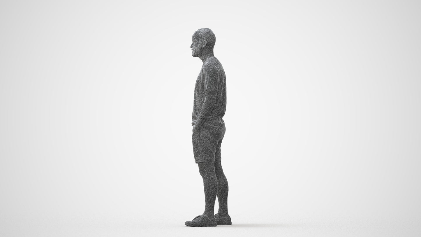 3D human model man casual standing, photogrammetry scanned person for archviz, square thumbnail