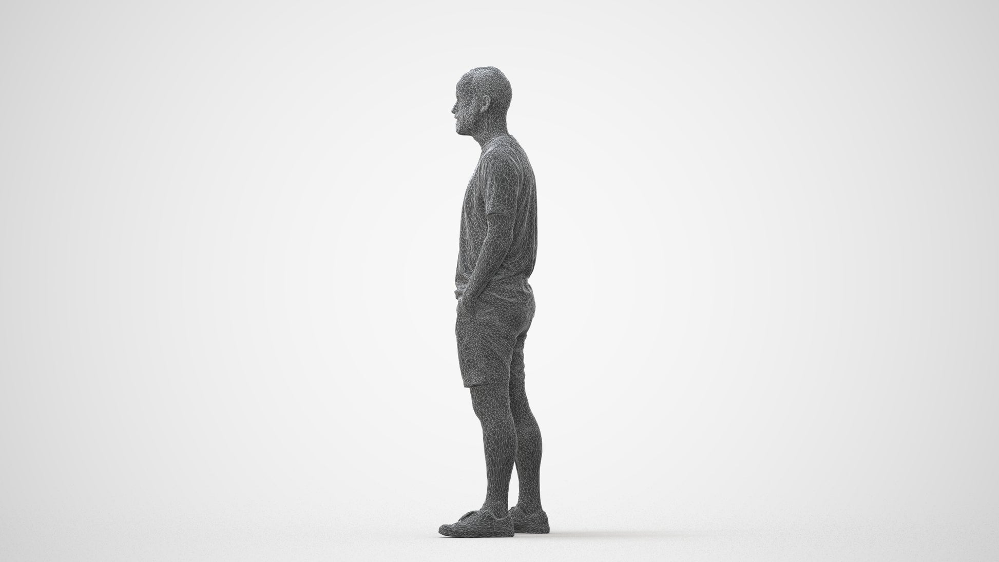 3D human model man casual standing, photogrammetry scanned person for archviz, square thumbnail