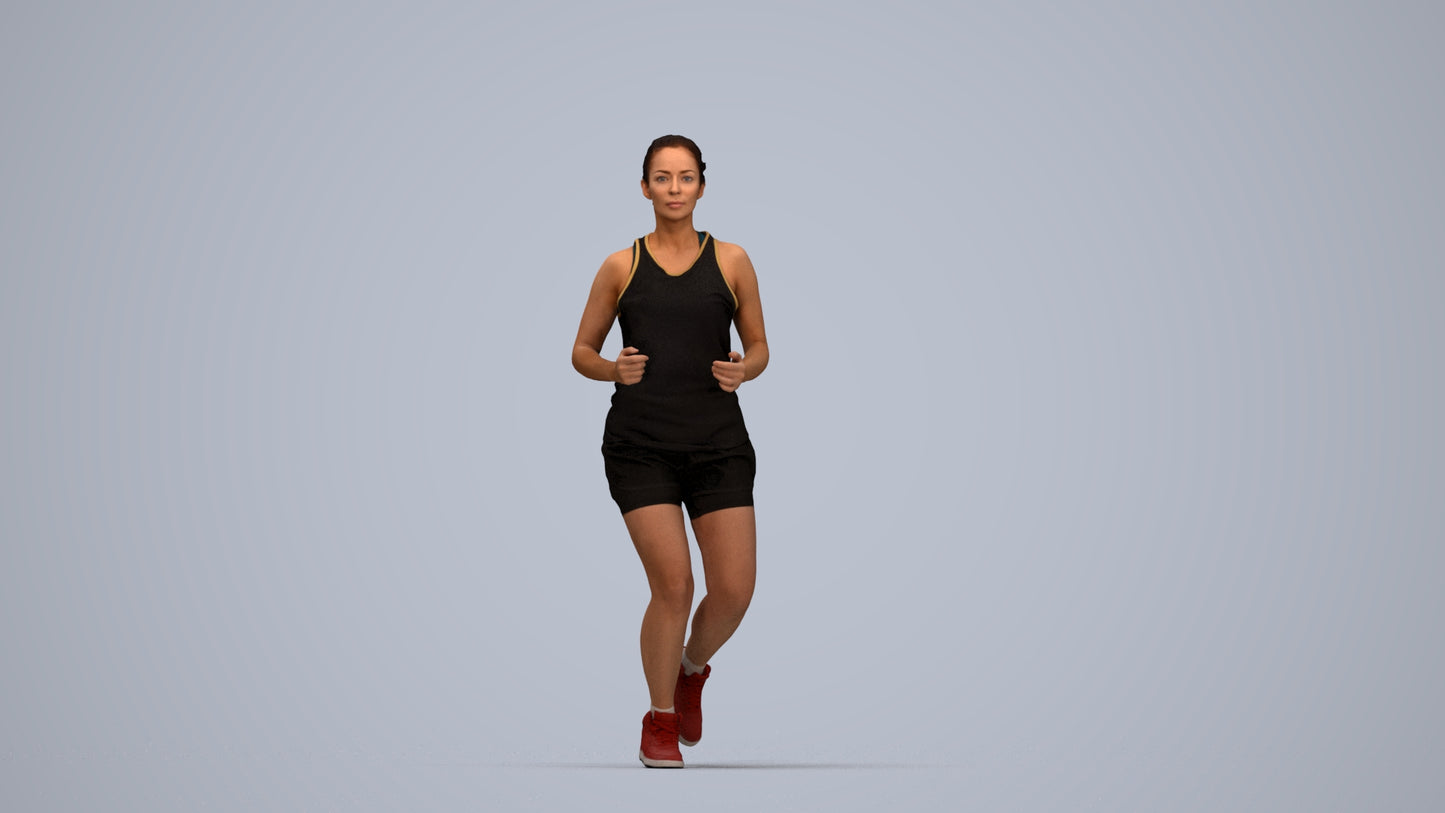 realistic 3D woman sport, scanned archviz people for Blender and 3ds Max, top-down view render