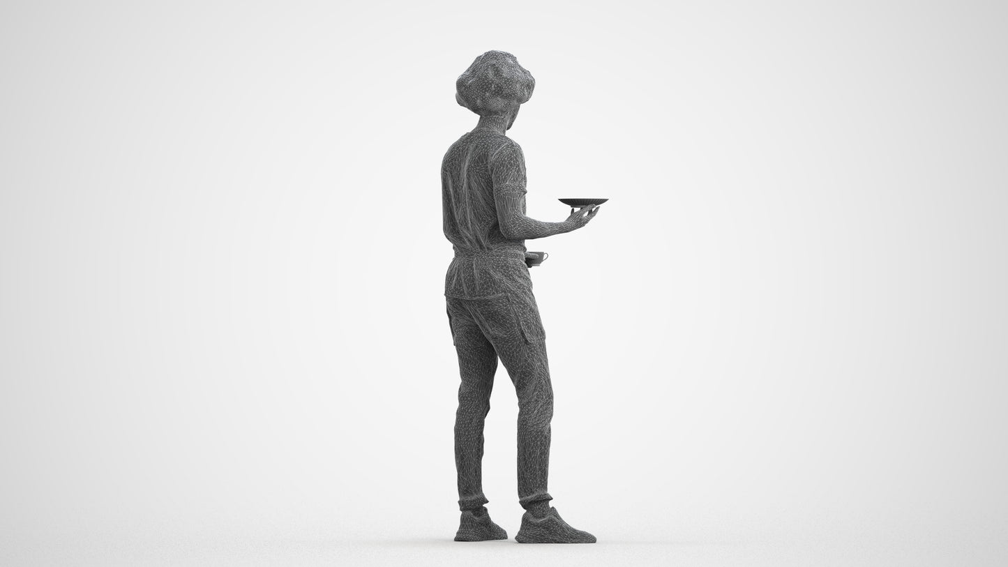 realistic 3D people man standing, render-ready for V-Ray and Corona, FBX OBJ, wireframe front view
