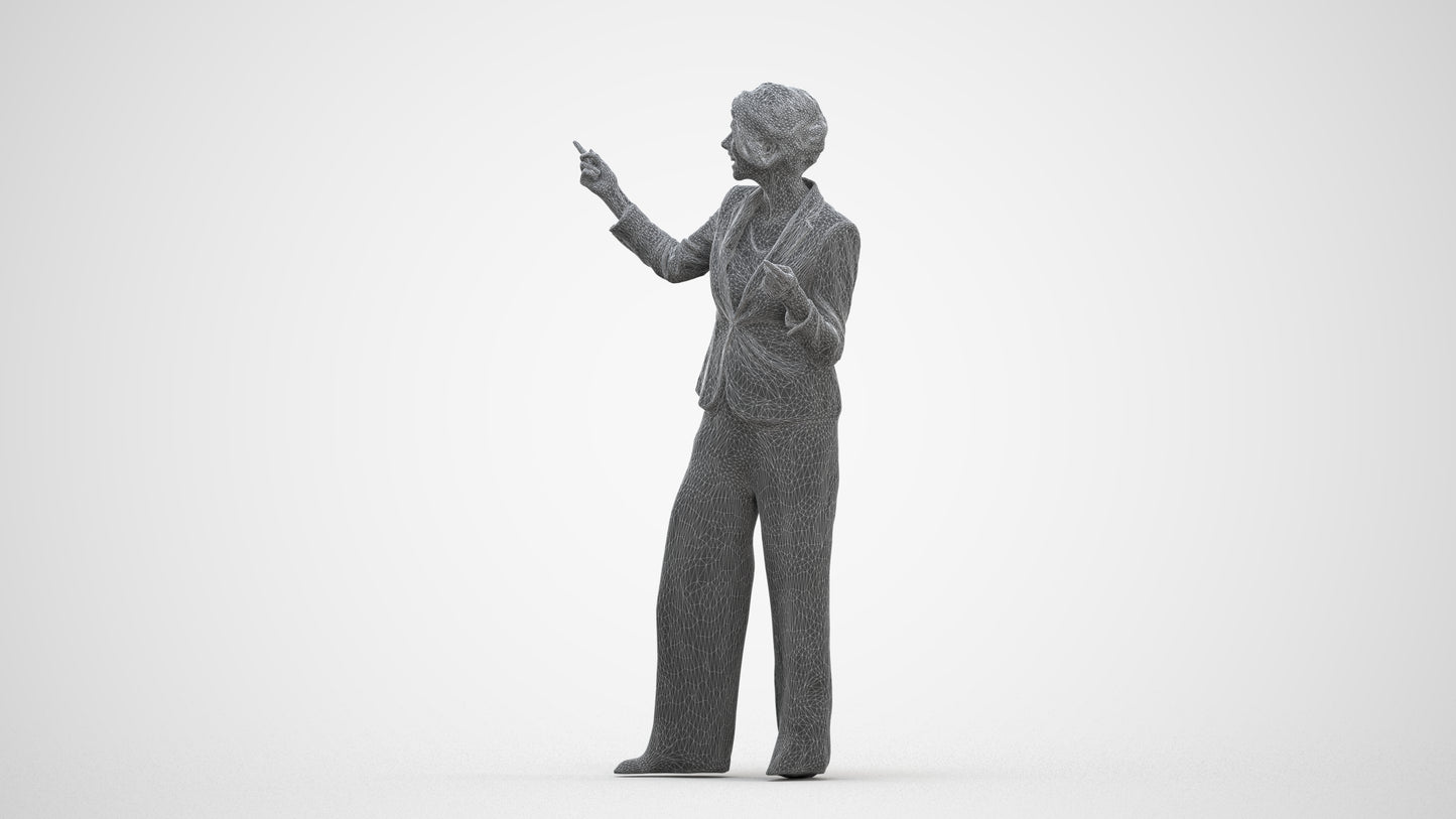 scanned 3D woman business, photogrammetry people for Enscape and V-Ray, three-quarter front view render