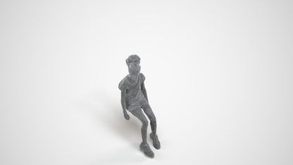 3D people model girl casual kids, scanned human for 3ds Max rendering, wireframe three-quarter view