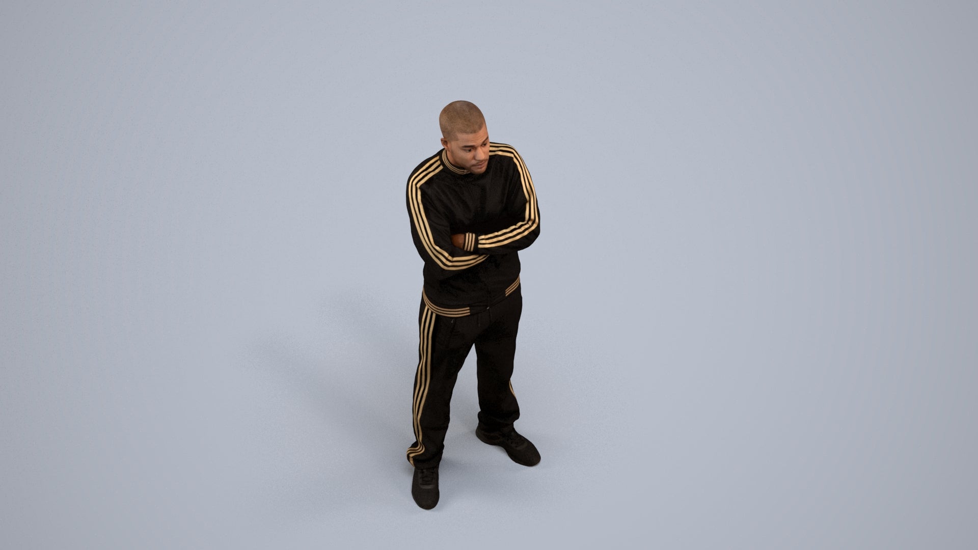 scanned 3D man standing, photogrammetry people for Enscape and V-Ray, back view render