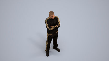 scanned 3D man standing, photogrammetry people for Enscape and V-Ray, back view render