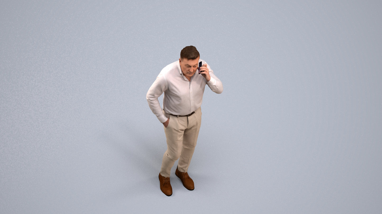 realistic 3D people man casual standing, render-ready for V-Ray and Corona, FBX OBJ, back view render