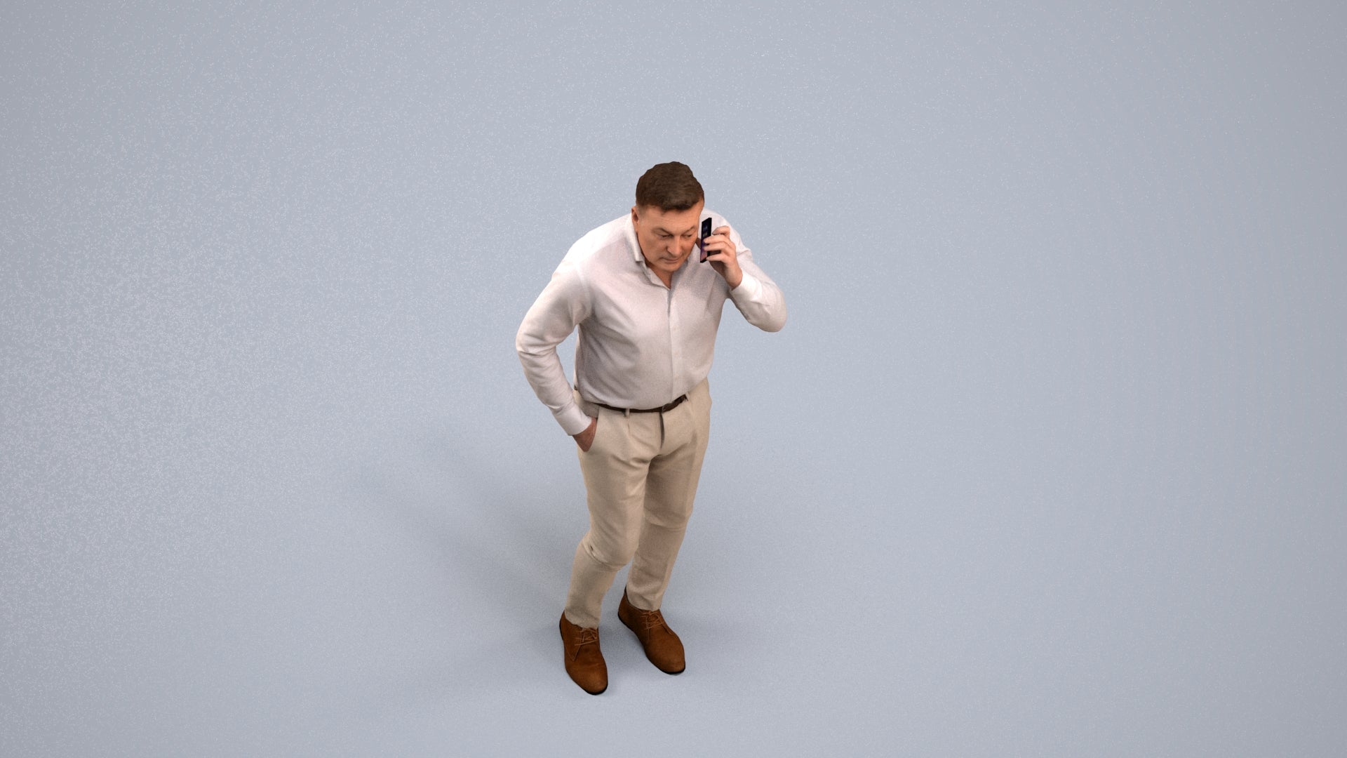 realistic 3D people man casual standing, render-ready for V-Ray and Corona, FBX OBJ, back view render
