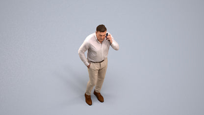 realistic 3D people man casual standing, render-ready for V-Ray and Corona, FBX OBJ, back view render