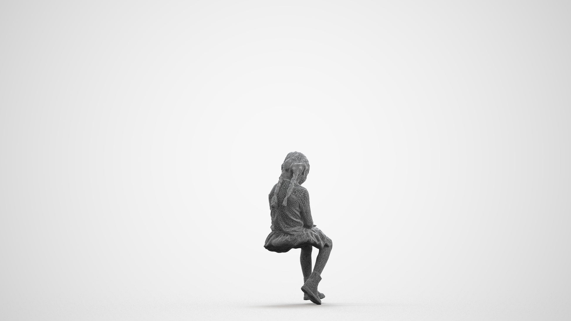 realistic 3D people girl casual kids, render-ready for V-Ray and Corona, FBX OBJ, wireframe front view