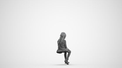 realistic 3D people girl casual kids, render-ready for V-Ray and Corona, FBX OBJ, wireframe front view