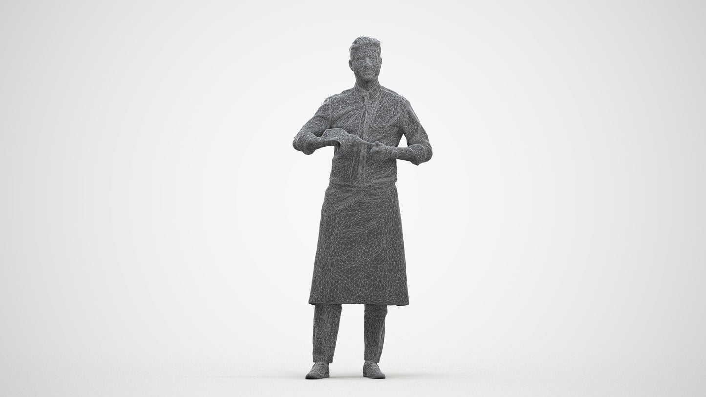 photogrammetry 3D man standing, realistic human model archviz FBX, three-quarter front view render