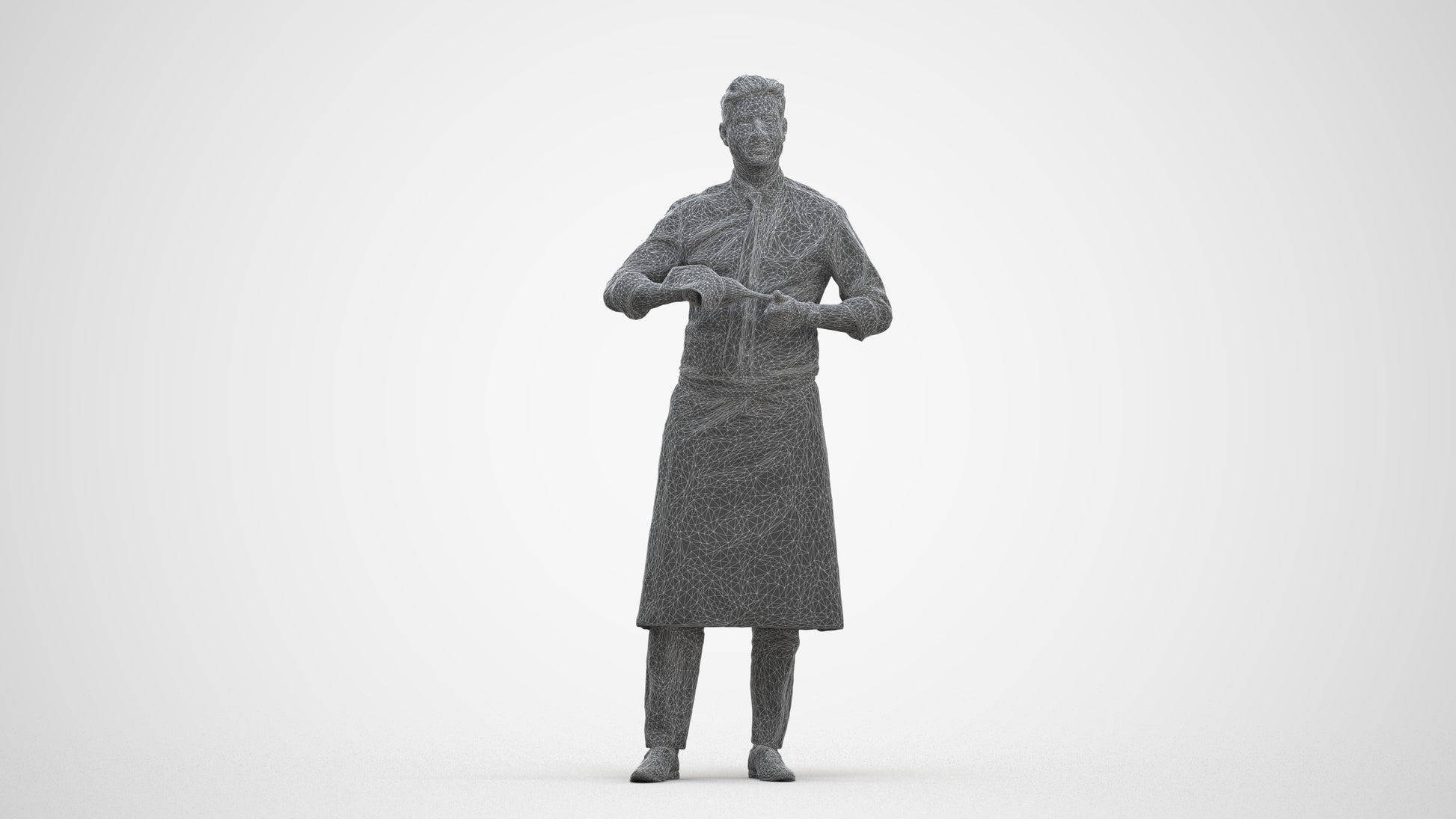 photogrammetry 3D man standing, realistic human model archviz FBX, three-quarter front view render