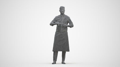 photogrammetry 3D man standing, realistic human model archviz FBX, three-quarter front view render