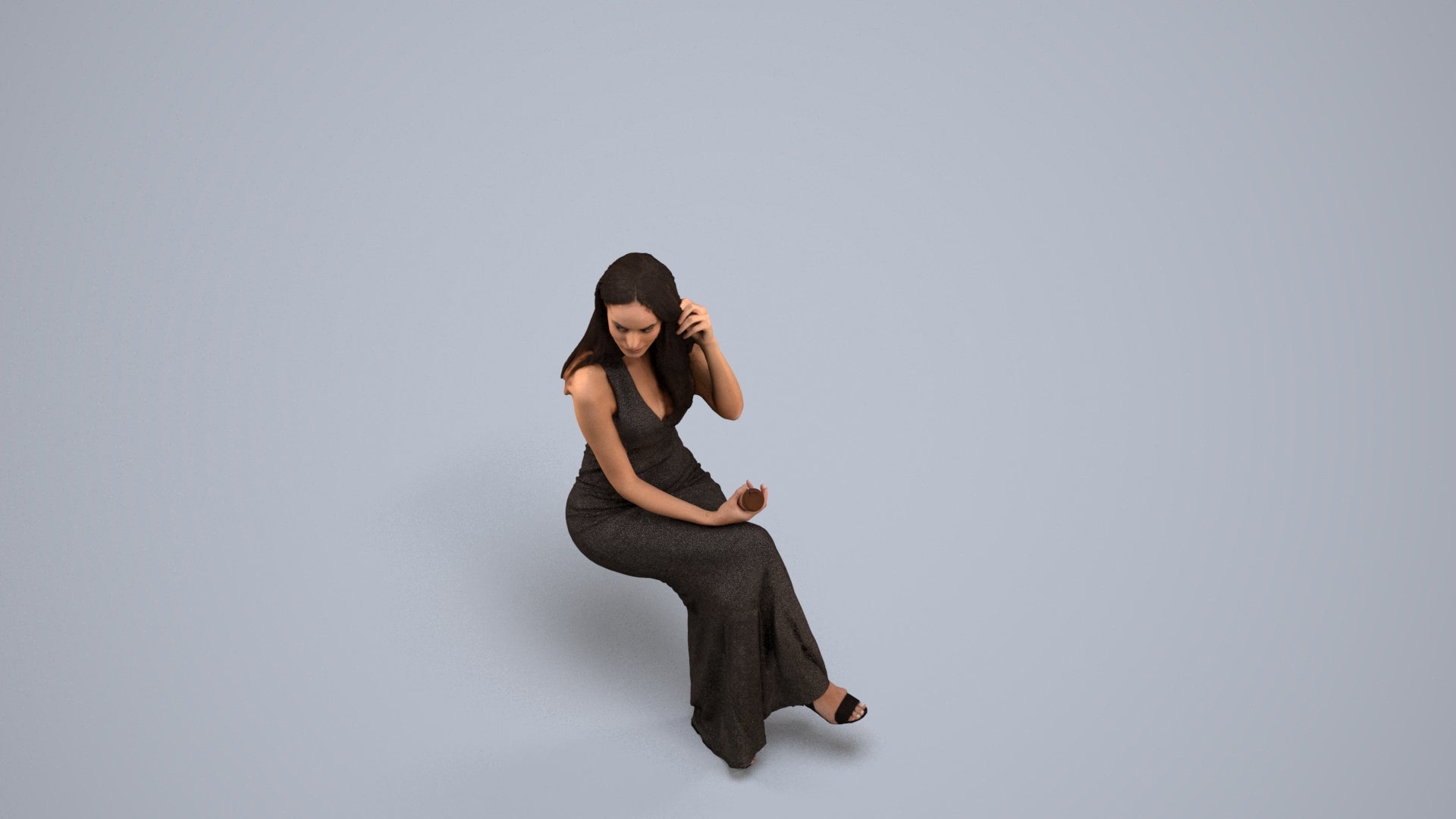 3D scanned woman formalaffairs formal, photorealistic archviz people for Enscape and SketchUp, back view render