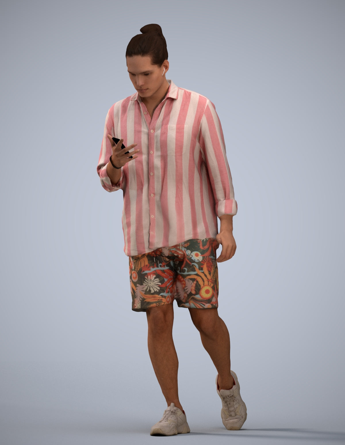 realistic 3D people man casual walking, render-ready for V-Ray and Corona, FBX OBJ