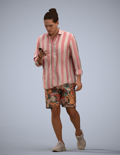 realistic 3D people man casual walking, render-ready for V-Ray and Corona, FBX OBJ