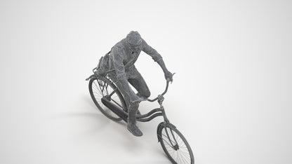 3D people model man casual cycling, scanned human for 3ds Max rendering, wireframe three-quarter view