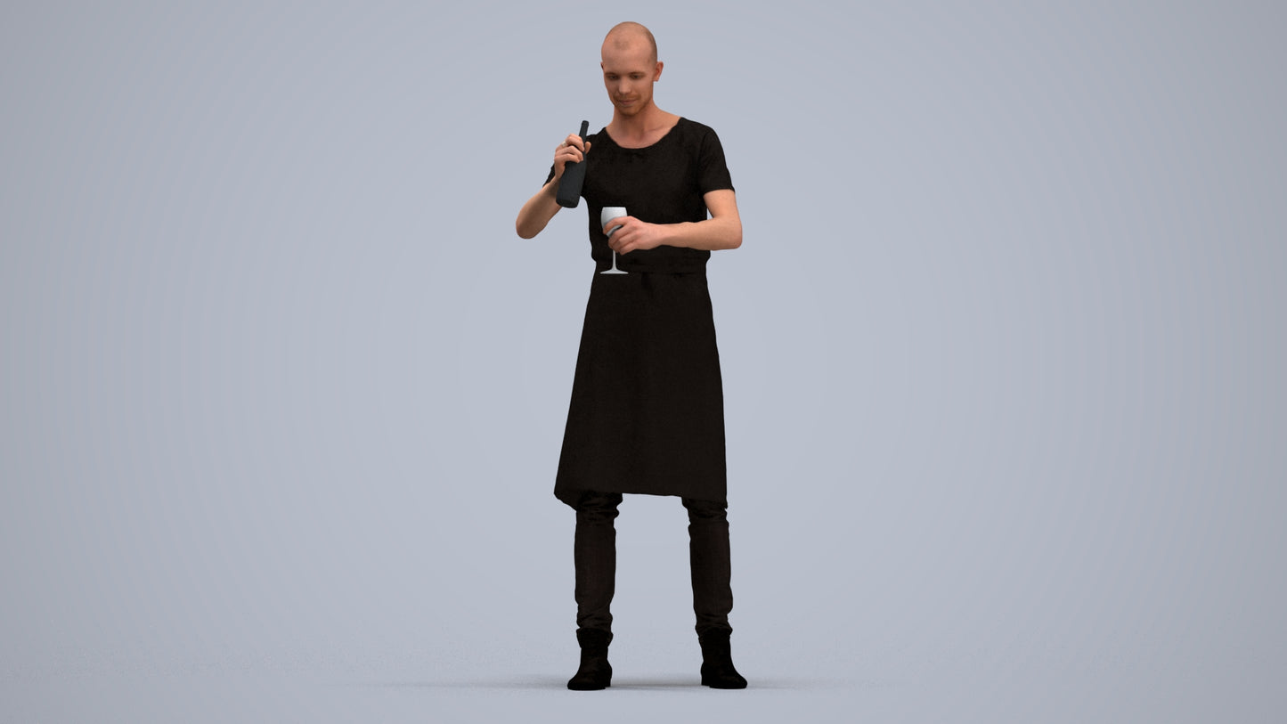realistic 3D man hospitality, scanned archviz people for Blender and 3ds Max, standing pose render