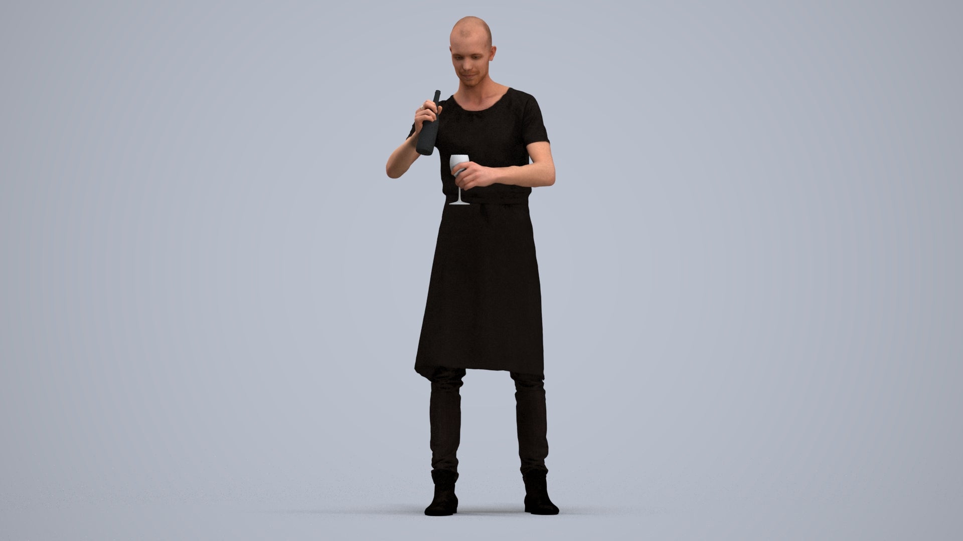 realistic 3D man hospitality, scanned archviz people for Blender and 3ds Max, standing pose render