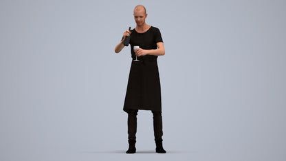realistic 3D man hospitality, scanned archviz people for Blender and 3ds Max, standing pose render