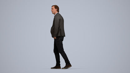 realistic 3D man business, scanned archviz people for Blender and 3ds Max, top-down view render