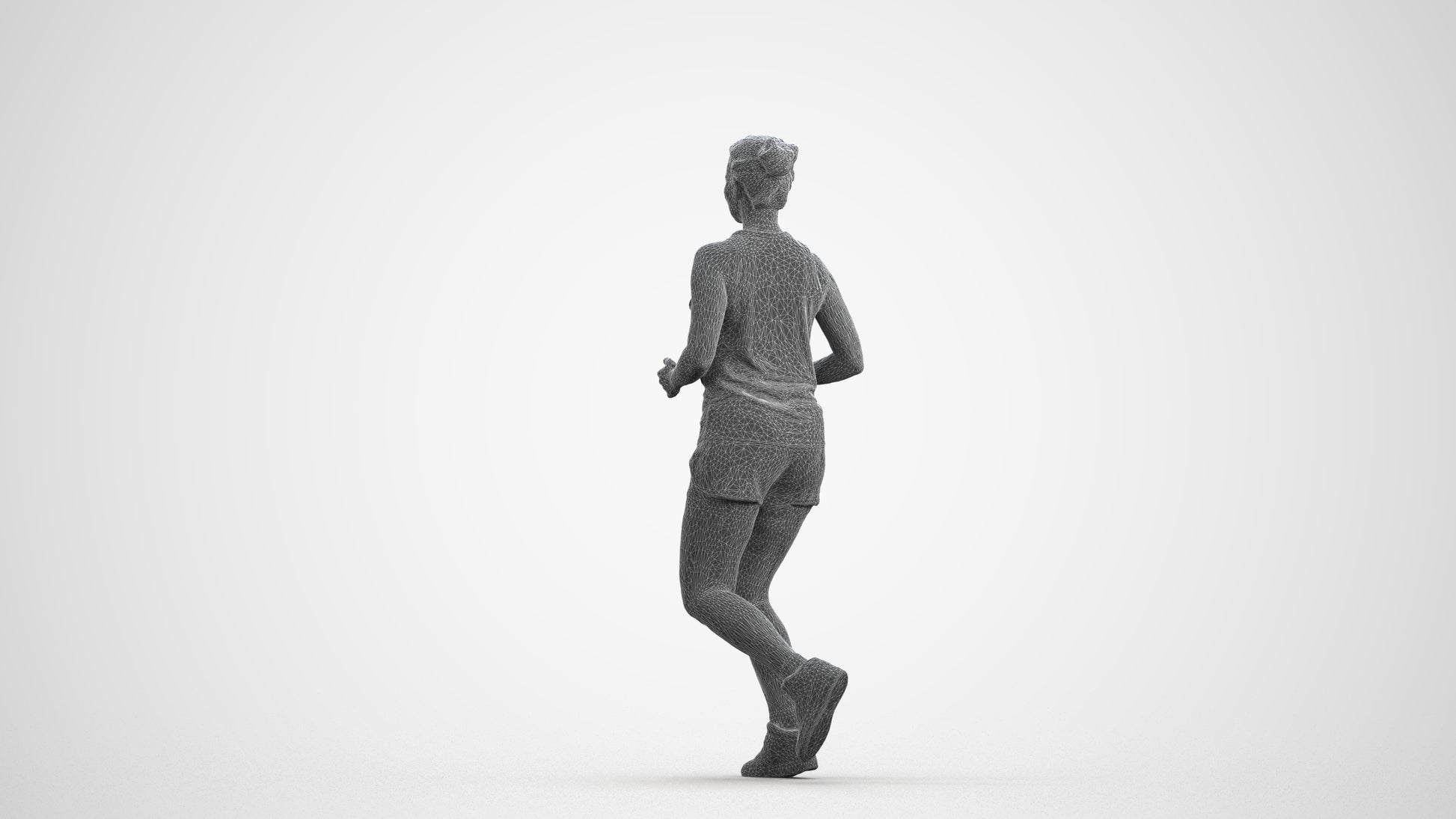 realistic 3D woman sport, scanned archviz people for Blender and 3ds Max, wireframe front view