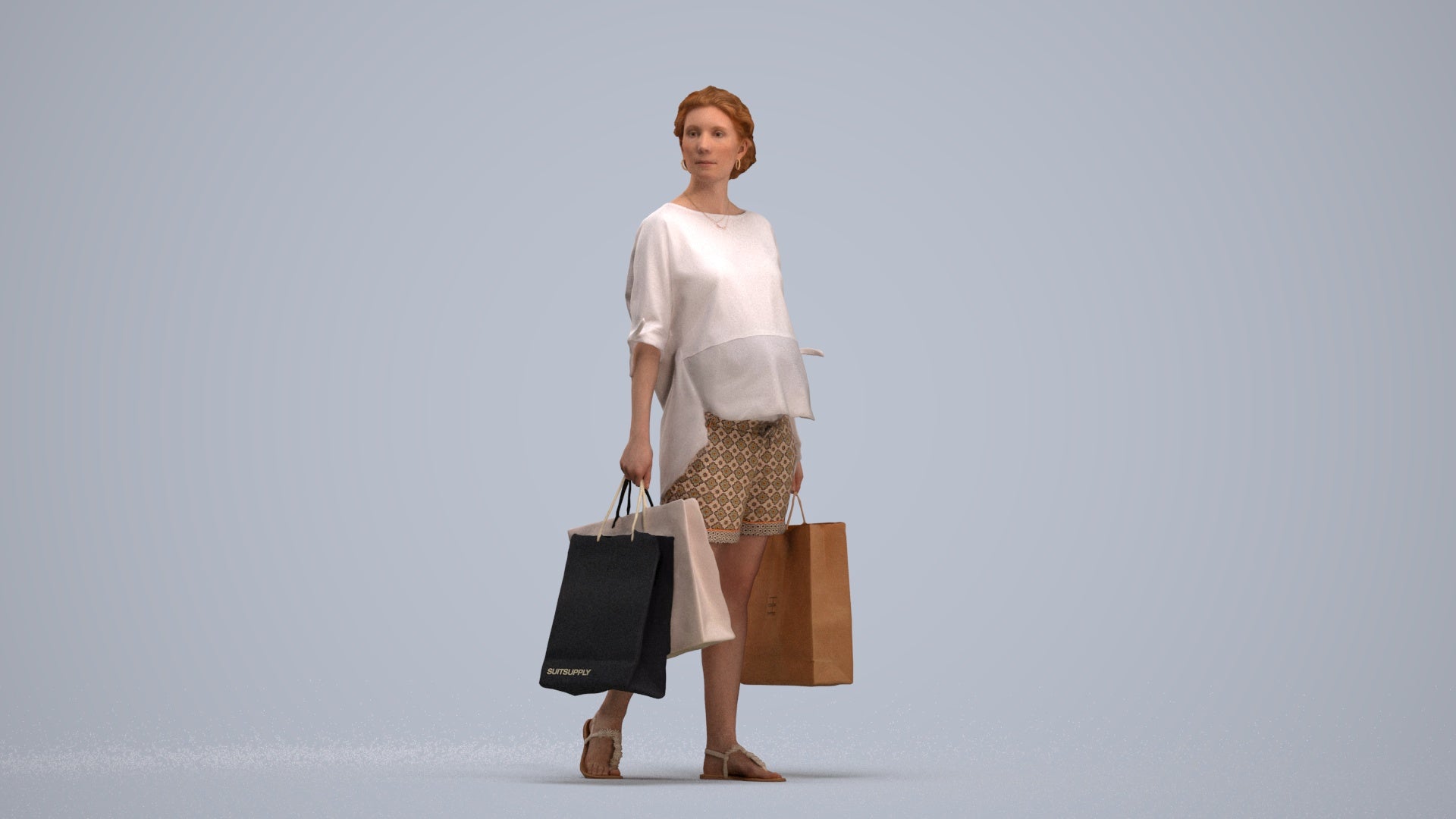 3D people model man formal shopping, scanned human for 3ds Max rendering, standing pose render