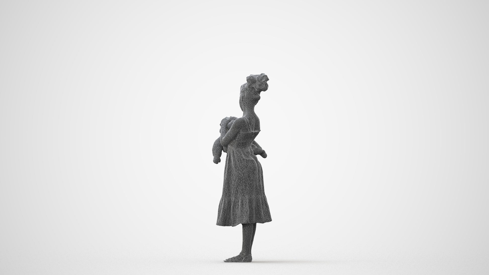 realistic 3D girl casual kids, scanned archviz people for Blender and 3ds Max, square thumbnail