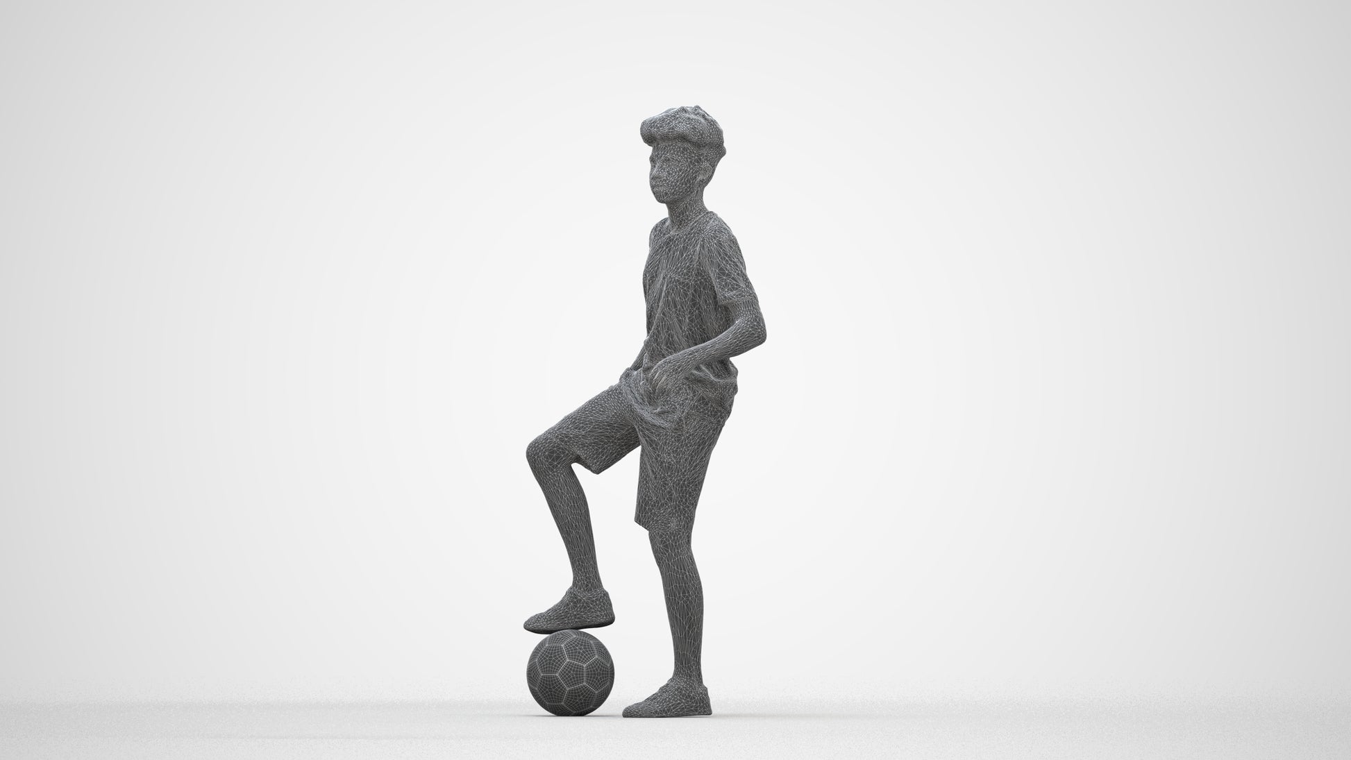 photogrammetry 3D boy casual kids, realistic human model archviz FBX, wireframe back view
