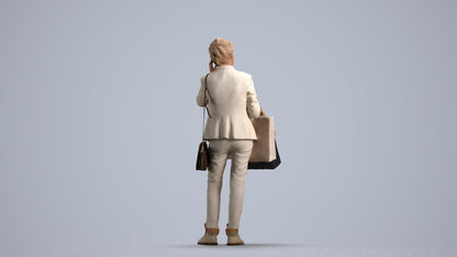 3D people model senior woman casual mix, scanned human for 3ds Max rendering, front view render