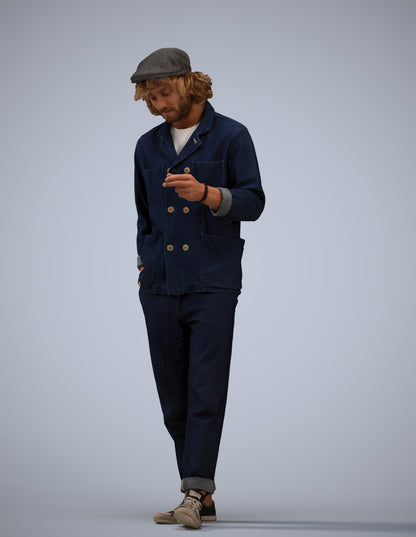 realistic 3D human man casual standing, archviz people FBX OBJ for Blender