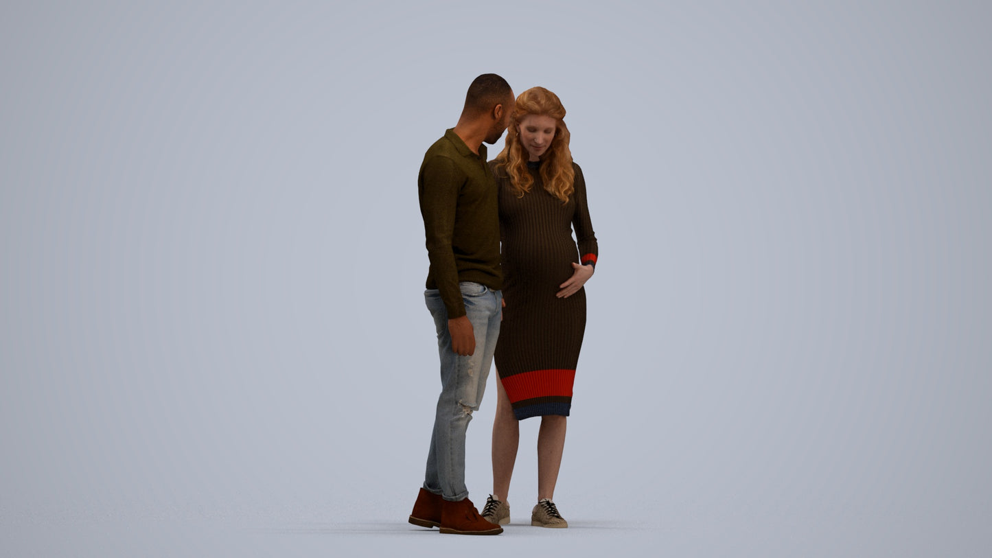 3D human model woman casual kids, photogrammetry scanned person for archviz, standing pose render
