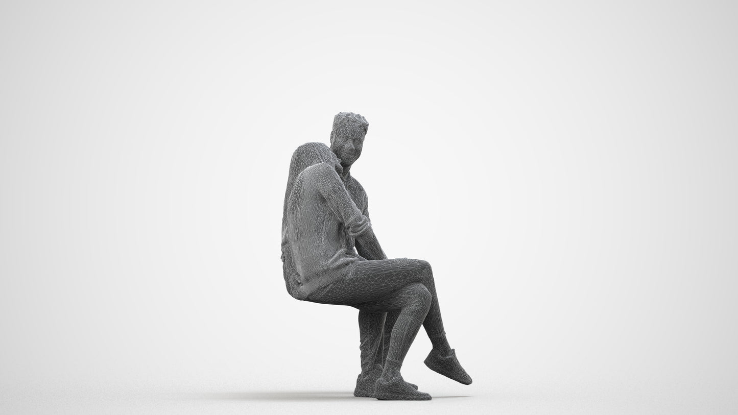 realistic 3D human woman casual couple, archviz people FBX OBJ for Blender, wireframe side view