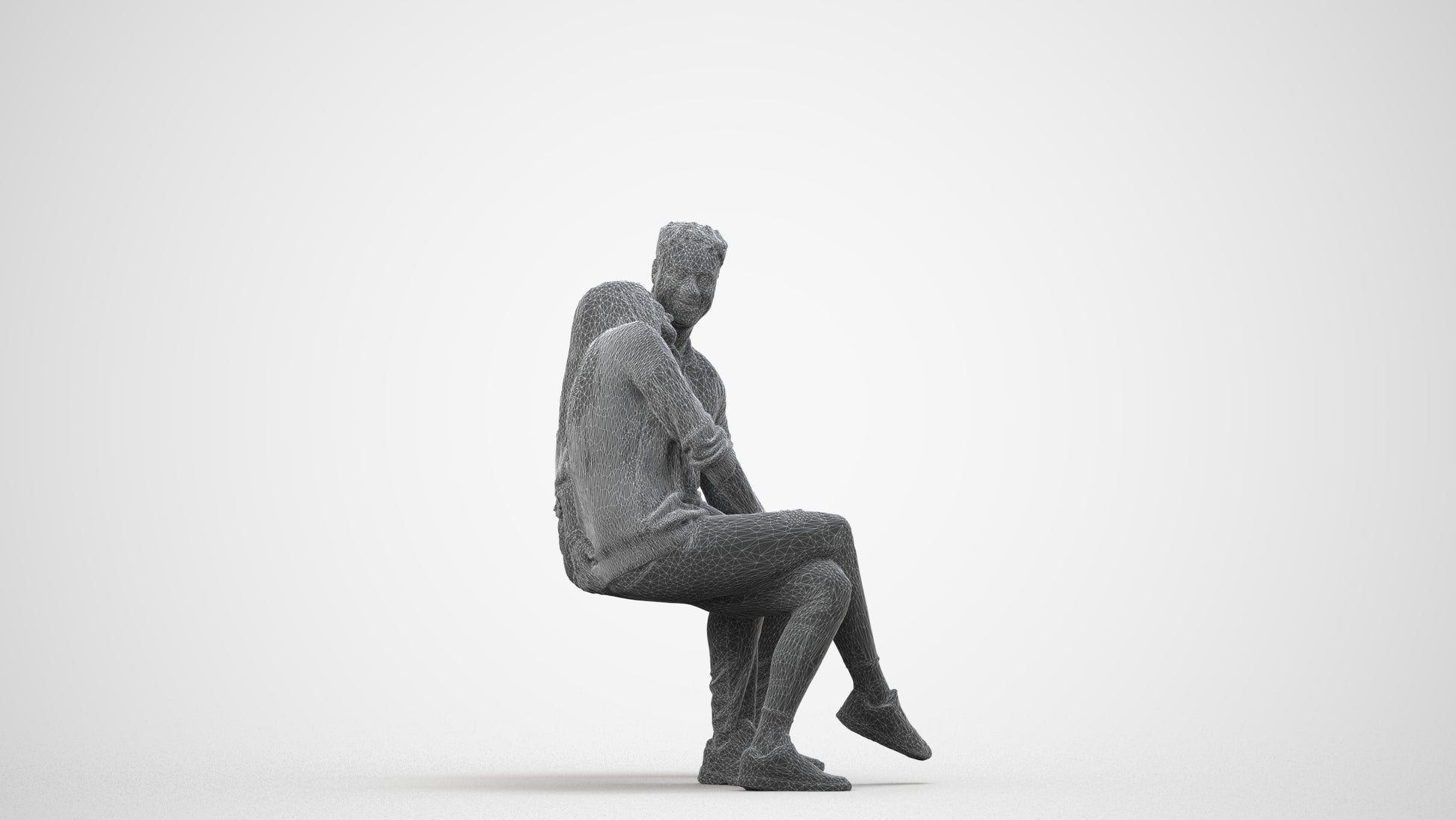 realistic 3D human woman casual couple, archviz people FBX OBJ for Blender, wireframe side view