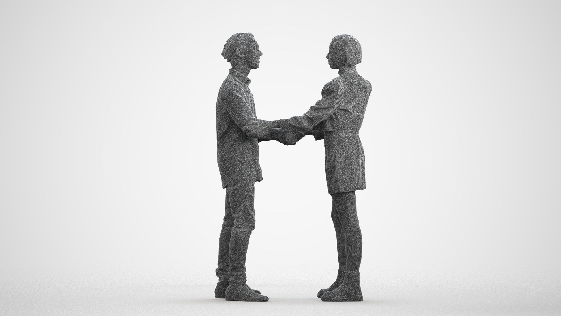 realistic 3D people woman business, render-ready for V-Ray and Corona, FBX OBJ, wireframe front view