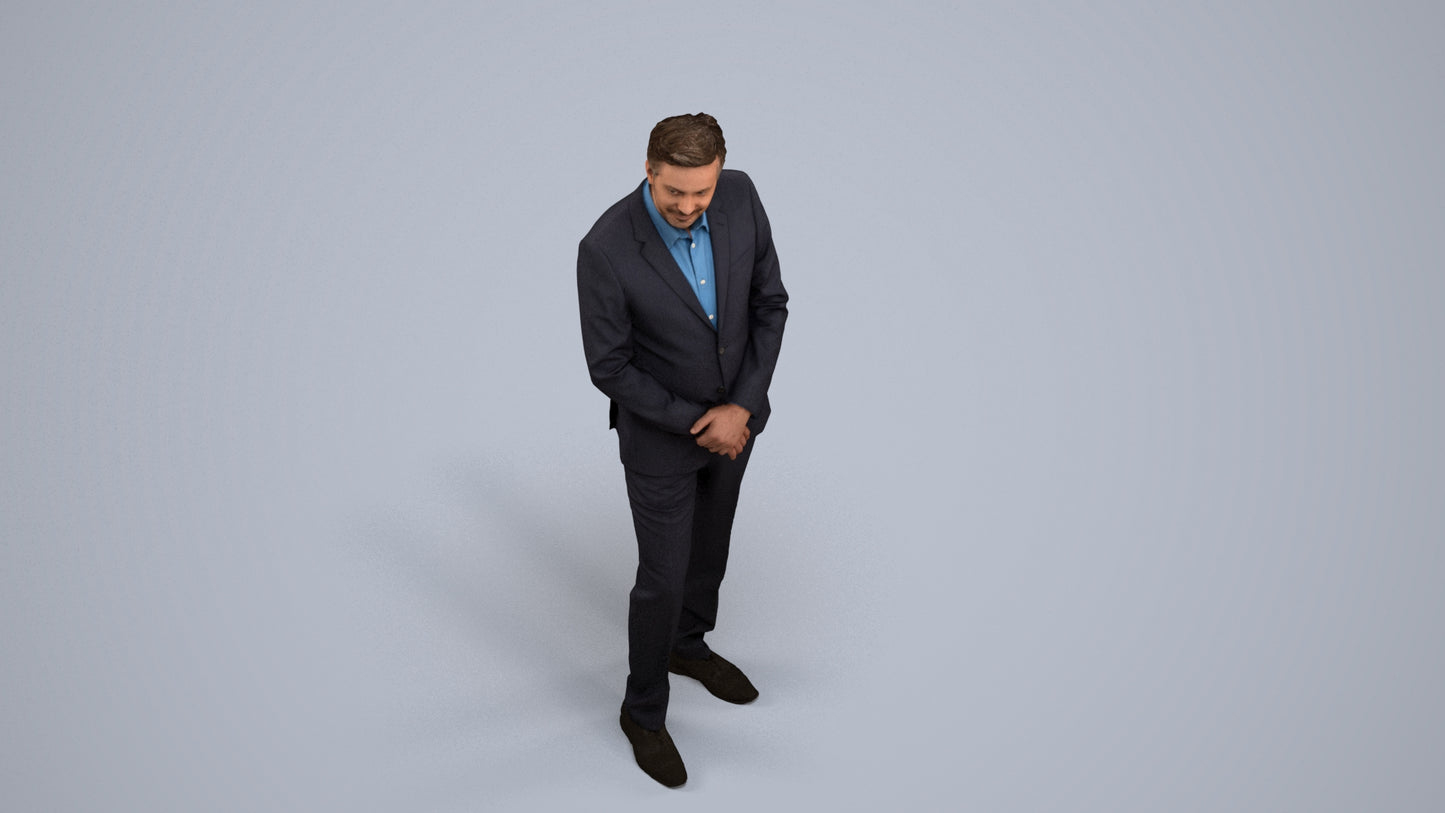realistic 3D people man business, render-ready for V-Ray and Corona, FBX OBJ, back view render
