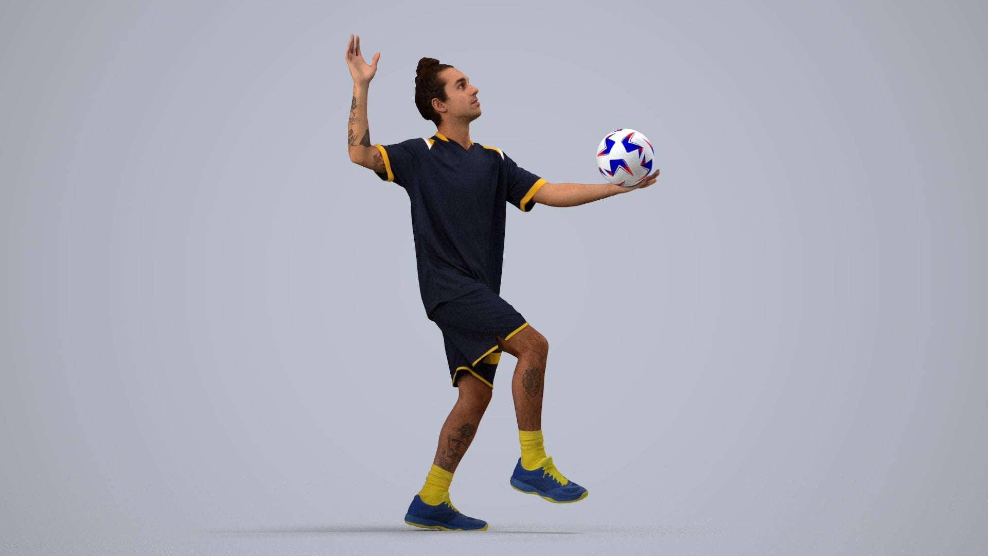 scanned 3D man sport, photogrammetry people for Enscape and V-Ray, side view render
