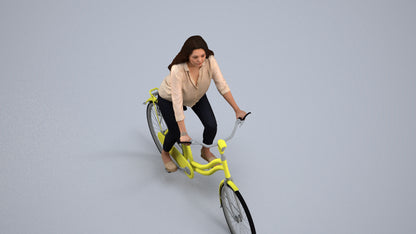 3D scanned woman cycling, photorealistic archviz people for Enscape and SketchUp, back view render
