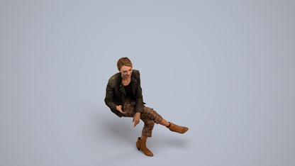 3D people model woman business sitting, scanned human for 3ds Max rendering, back view render