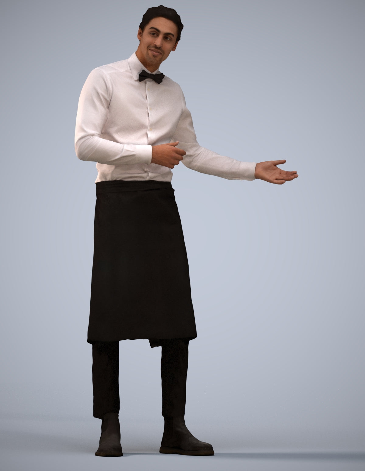 3D human model man hospitality, photogrammetry scanned person for archviz