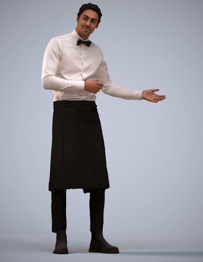 3D human model man hospitality, photogrammetry scanned person for archviz