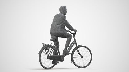 scanned 3D man casual cycling, photogrammetry people for Enscape and V-Ray, wireframe side view