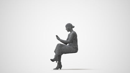 scanned 3D woman casual sitting, photogrammetry people for Enscape and V-Ray, square thumbnail