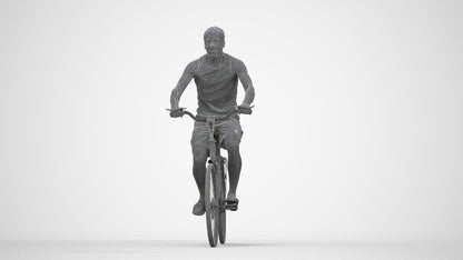 scanned 3D man casual cycling, photogrammetry people for Enscape and V-Ray, wireframe back view