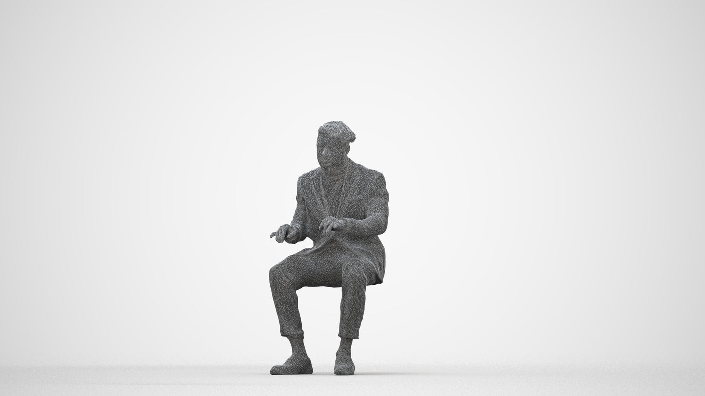 3D people model man business, scanned human for 3ds Max rendering, wireframe back view