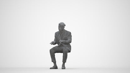 3D people model man business, scanned human for 3ds Max rendering, wireframe back view